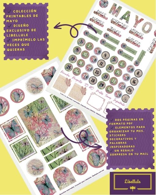 Colección de printables Libellule - MES MAYO