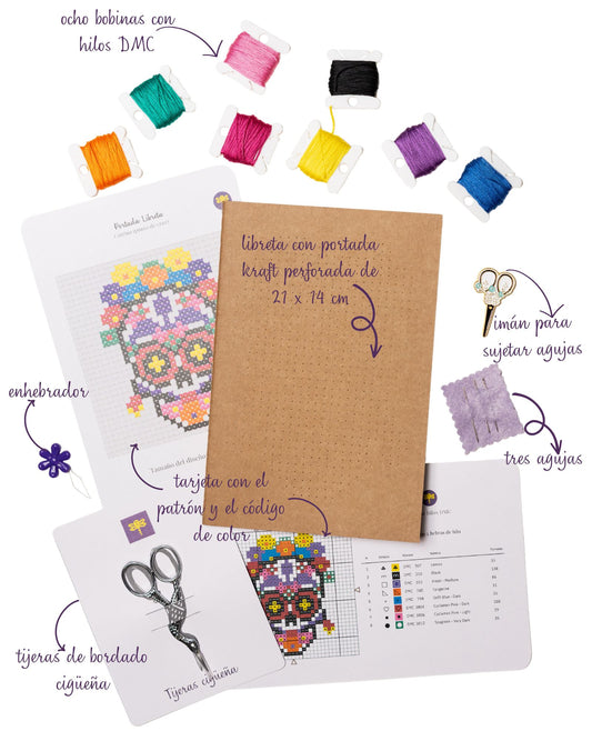 Set para bordar tu libreta -  Catrina