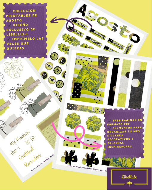 Colección de printables Libellule - MES AGOSTO