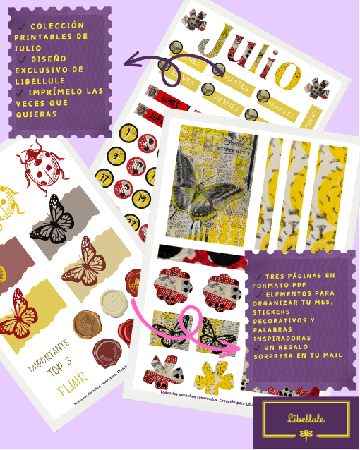 Colección de printables Libellule - MES JULIO