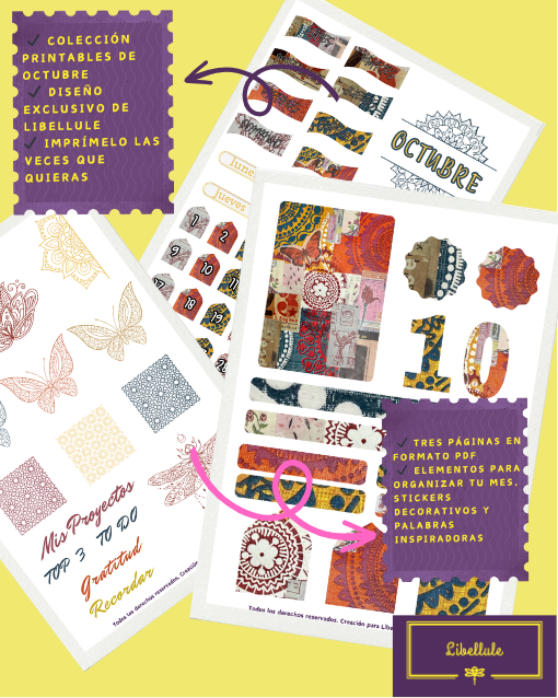 Colección de printables Libellule - MES OCTUBRE