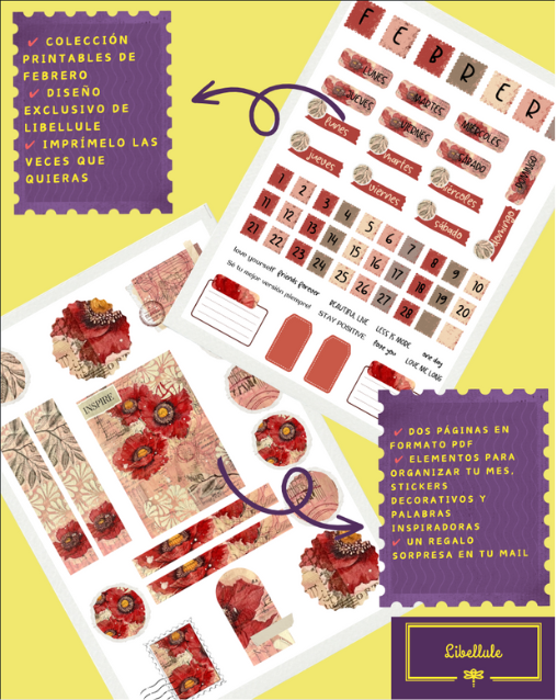 Colección de printables Libellule - MES FEBRERO