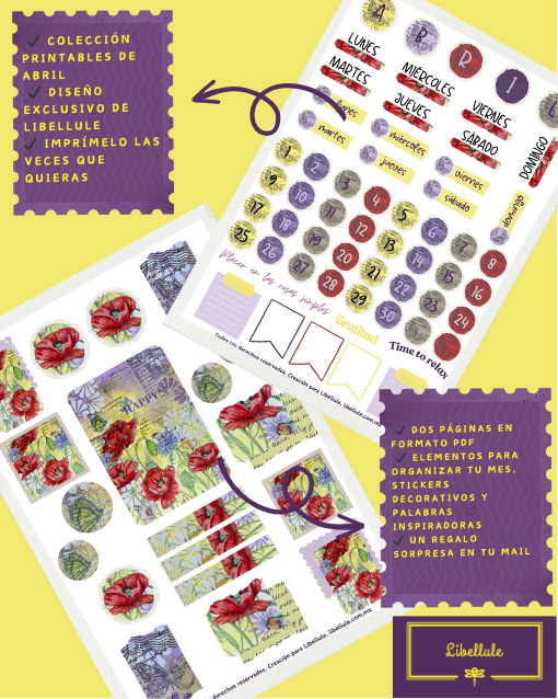 Colección de printables Libellule - MES ABRIL